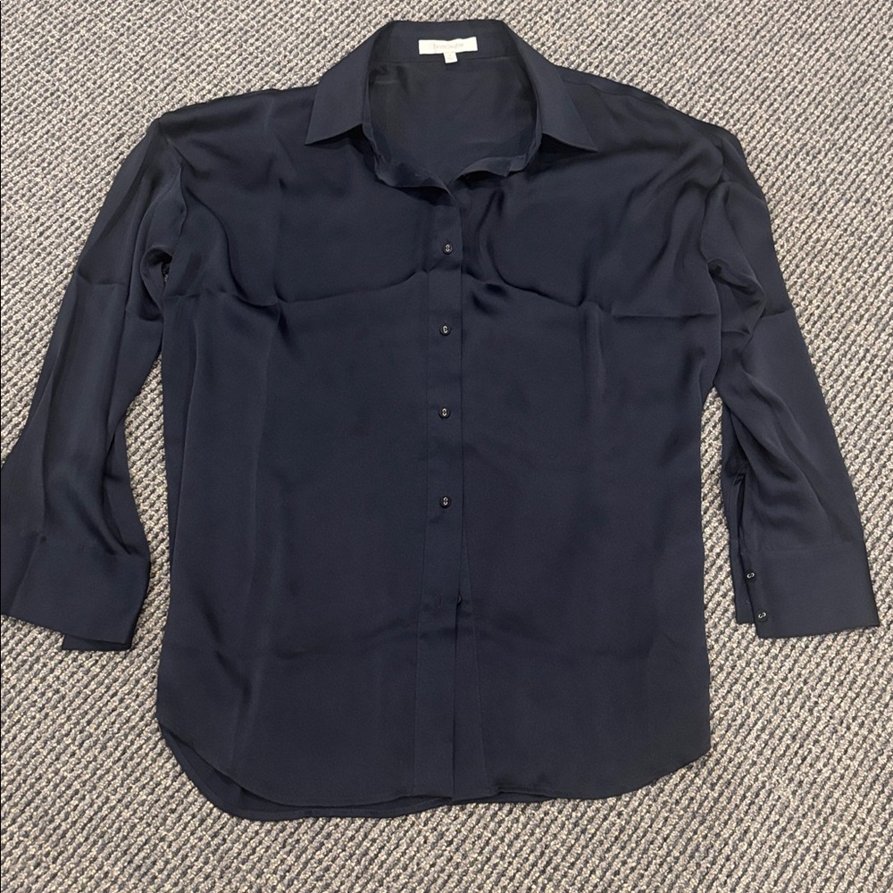 Favorite Daughter navy satin shirt